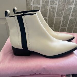 Marc Fisher White and Black Ankle Booties Sleek Design